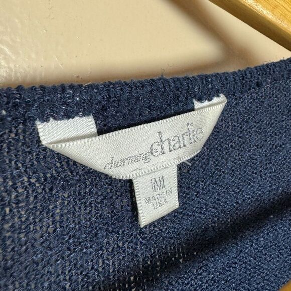 CLEARANCE! Blue Charming Charlie Mixed Media Sweater Size M EUC - Picture 5 of 5